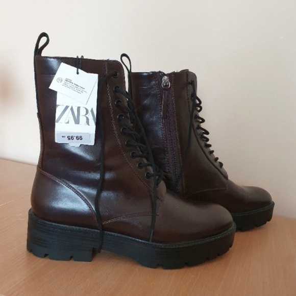 Zara Chocolate Brown Boots SZ 8 - Picture 6 of 7